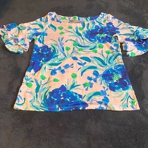 Lilly Pulitzer Floral Blue and Green Women's Top